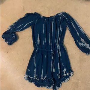 Tie die off the shoulder romper